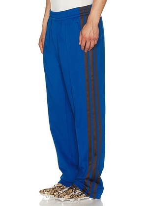 Adidas by Wales Bonner x Y-3 End Track Pants in Focus Blue - Royal,Chocolate. Size XXL/2X (also in XS, S, M, L, XL/1X).
