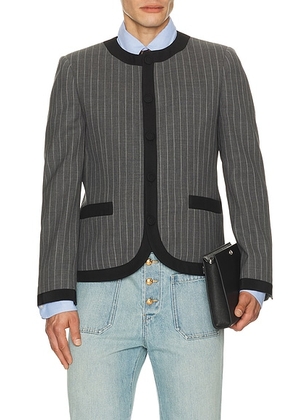 Valentino Giacca Faded Pinstripe Jacket in Grigio Scuro & Grigio Chiaro - Charcoal. Size 50 (also in 52).