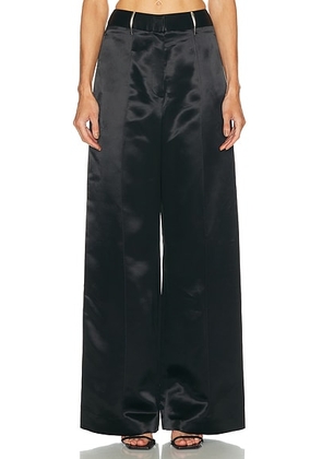 Grace Ling Pleated Claw Wide Leg Trouser in Black - Black. Size L (also in S, XS, M).