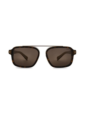 Zegna Geometric Acetate Sunglasses in Brown - Brown. Size all.