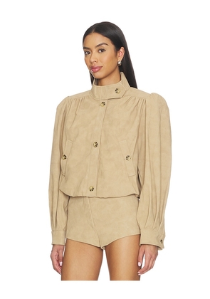 Bardot Leon Faux Leather Jacket in Beige. Size L. Also in XS.