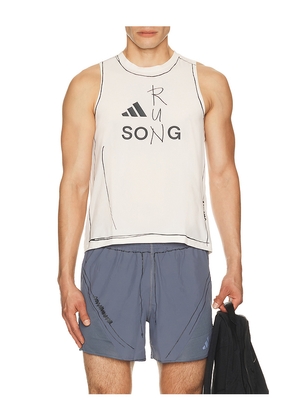 adidas by Song for the Mute Running Singlet in White. Size XL/1X. Also in M, L.