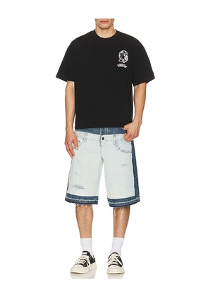 Billionaire Boys Club Text Cropped Tee in Black. Size S. Also in L, M, XL/1X.