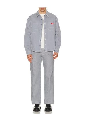 Dickies Hickory Long Sleeve Work Shirt in Slate. Size S. Also in M, L.