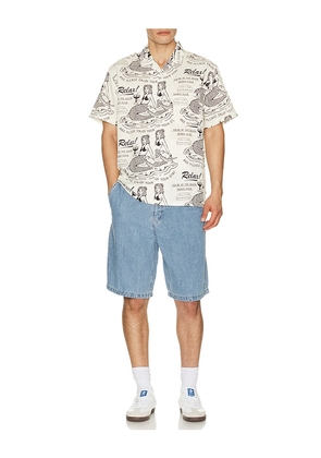 Duvin Design Relax Button Up Shirt in Cream. Size S. Also in L, M.