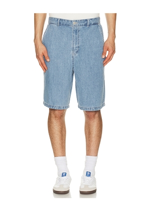 Dunst Linen Denim Shorts in Blue. Size M. Also in L, XL/1X.