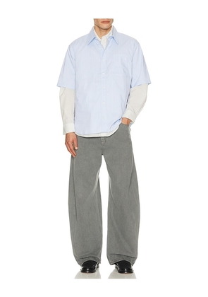 Dunst Oversized Half Sleeve Shirt in Blue. Size M. Also in L, XL/1X.