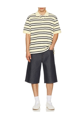 Dunst Chunky Striped Polo Shirt in Yellow. Size M. Also in L, XL/1X.