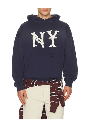 Duke + Dexter NY Embroidered Hoodie in Navy. Size S. Also in M, L, XL/1X.