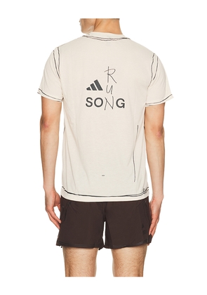 adidas by Song for the Mute Running Tee in Beige. Size XS. Also in S, M, L, XL/1X.