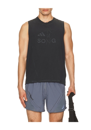 adidas by Song for the Mute Running Singlet in Black. Size XS. Also in S, M, L, XL/1X.
