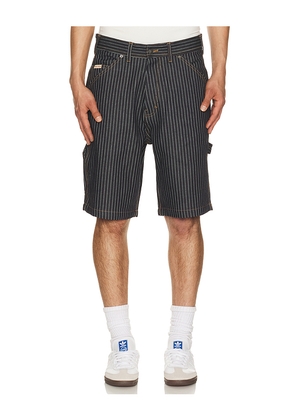 Iron & Resin Dennis Striped Denim Shorts in Navy. Size 30. Also in 31, 32, 33, 34, 36.