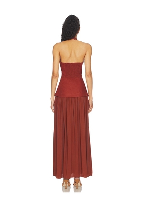 FAITHFULL Tali Maxi Dress in Brown. Size XS. Also in S, M, L, XL.