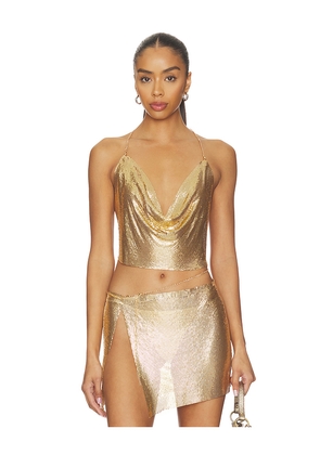 FAE Aura Glomesh Top in Metallic Gold.