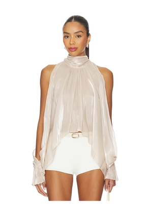 MORE TO COME Tilly Blouse in Beige. Size L. Also in M, XL.