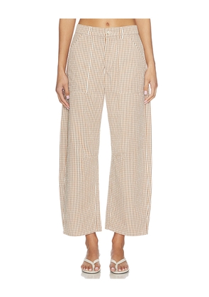 LNA Cross Creek Check Pant in Brown. Size S. Also in XS, M, L.