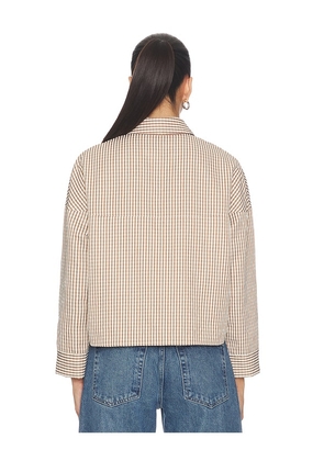 LNA Kayleigh Check Blouse in Brown. Size S. Also in M, XS.