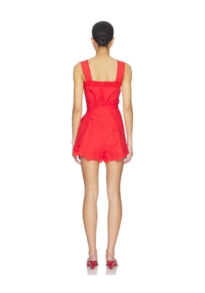 Line & Dot Rou Romper in Red. Size S. Also in XS, M, L.