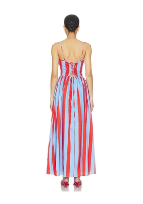 Line & Dot Primo Dress in Blue,Tangerine. Size S. Also in L, M, XS.