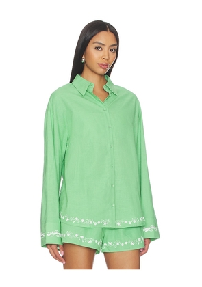 Line & Dot Tippi Embroidered Shirt in Green. Size S. Also in L, M, XS.