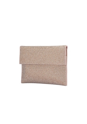 olga berg Cara Crystal Envelope Clutch in Metallic Neutral.