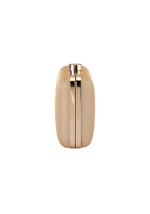 olga berg Jen Mesh Clutch in Metallic Gold.