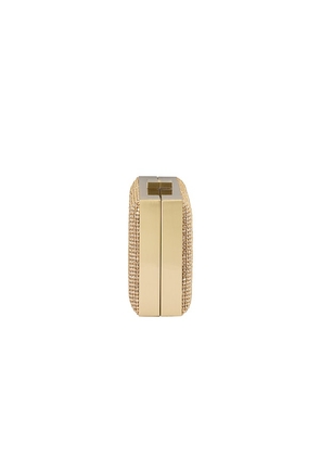 olga berg Stef Crystal Box Clutch in Metallic Gold.