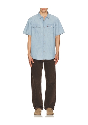 LEVI'S Short Sleeve Relaxed Fit Western Shirt in Blue. Size S. Also in L, M, XL/1X.