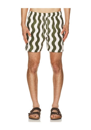 OAS Forest Waver Swim Shorts in Cream,Army. Size S. Also in M, L, XL/1X.
