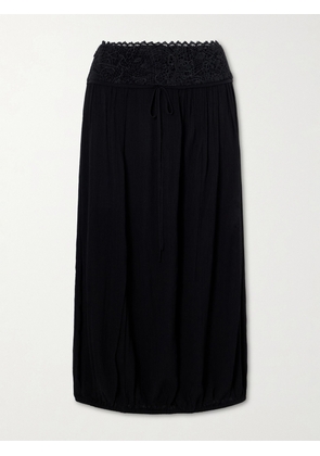 Isabel Marant - Nilma Lace-trimmed Silk Midi Skirt - Black - FR 34,FR 36,FR 38,FR 40,FR 42