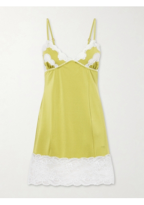 Chloé - Lace-trimmed Satin Mini Dress - Yellow - FR 34,FR 36,FR 38,FR 40,FR 42,FR 44