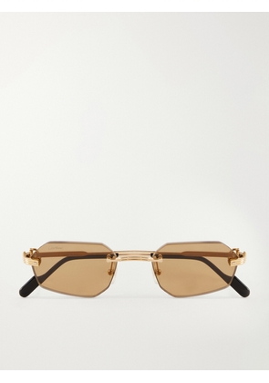 Cartier Eyewear - Rounded-frame Metal Sunglasses - Brown - One size