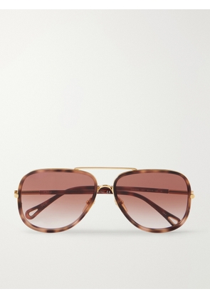 Chloé - Tubolar Aviator-style Acetate Sunglasses - Tortoiseshell - One size
