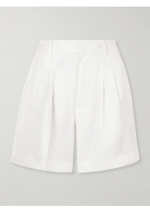 LISA YANG - Pleated Silk-twill Shorts - White - 00