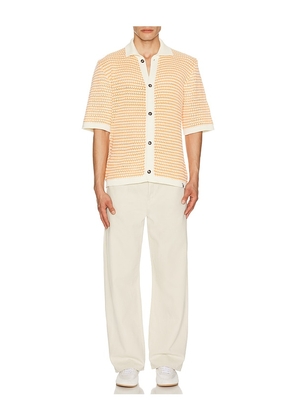 PEREGRINE Island Crochet Shirt in Orange. Size S. Also in M, L, XL/1X.