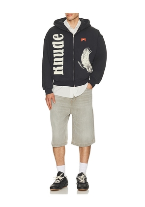 Rhude Eagle Pass Zip-Up Hoodie in Charcoal. Size M. Also in L, XXL/2X.