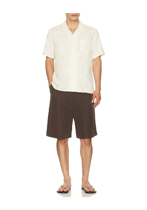 Vince Embroidered Floral Short Sleeve Cabana Shirt in Cream. Size S. Also in M, L.