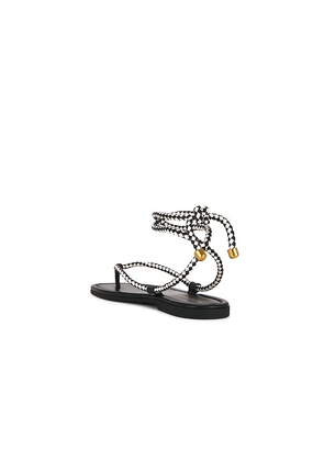 Veronica Beard Carmina Woven Cord Sandal in Black,White. Size 5. Also in 6, 7, 8, 9, 10.