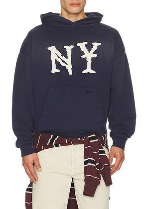 Duke + Dexter NY Embroidered Hoodie in Navy - Navy. Size XL/1X (also in S, M, L).