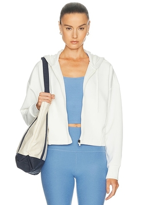 Beyond Yoga Scuba Cropped Jacket in Glacier - Ivory. Size M (also in XS, S, L).