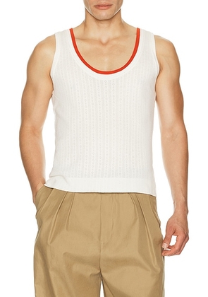 Dries Van Noten Heffman Tank Top in Off white - White,Red. Size L (also in S, XL/1X).