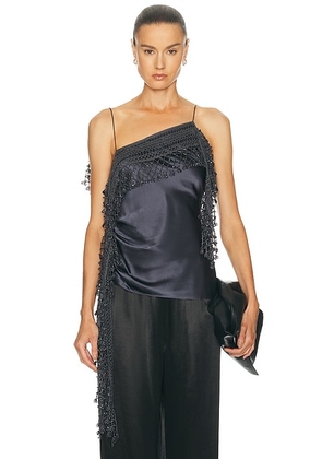 Christopher Esber Droplet Bead Crochet Trimmed Tank Top in Blue Granite - Grey. Size L (also in ).