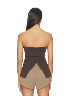 CLOSED Peplon Top in Brown. Size L. Also in S, M, XL.