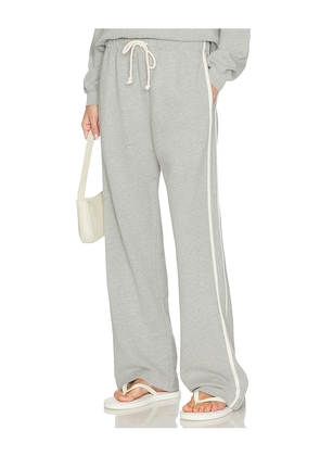DONNI. The Eco-Terry Stripe Crop Pant in Light Grey. Size L. Also in M, S, XS, XXS.