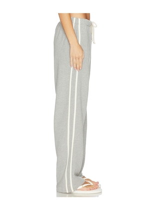 DONNI. The Eco-Terry Stripe Crop Pant in Light Grey. Size L. Also in XS, S, M.