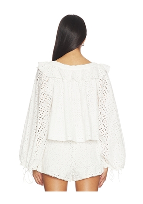 For Love & Lemons Willa Eyelet Top in White. Size S. Also in XS, M, L, XL.