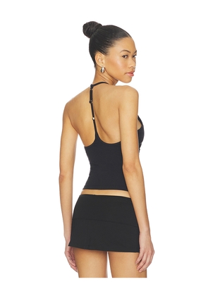 Frankies Bikinis X JENNIE Chantal Halter Cotton Jersey Top in Black. Size L. Also in S, M.