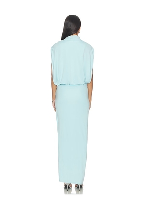 SIMKHAI Vale Draped Jersey Midi Dress in Baby Blue. Size L. Also in XS, S, M.