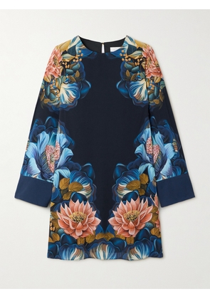 Borgo de Nor - Cocoa Floral-print Crepe Mini Dress - Black - UK 6,UK 8,UK 10,UK 12,UK 14,UK 16,UK 18