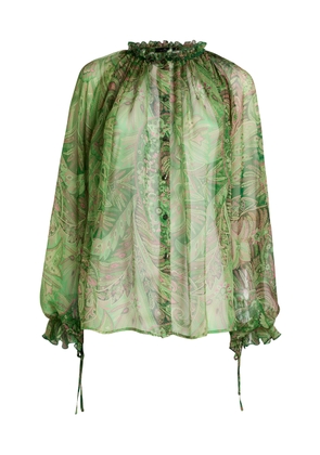 Etro Ruffled Silk Top - Moda Operandi